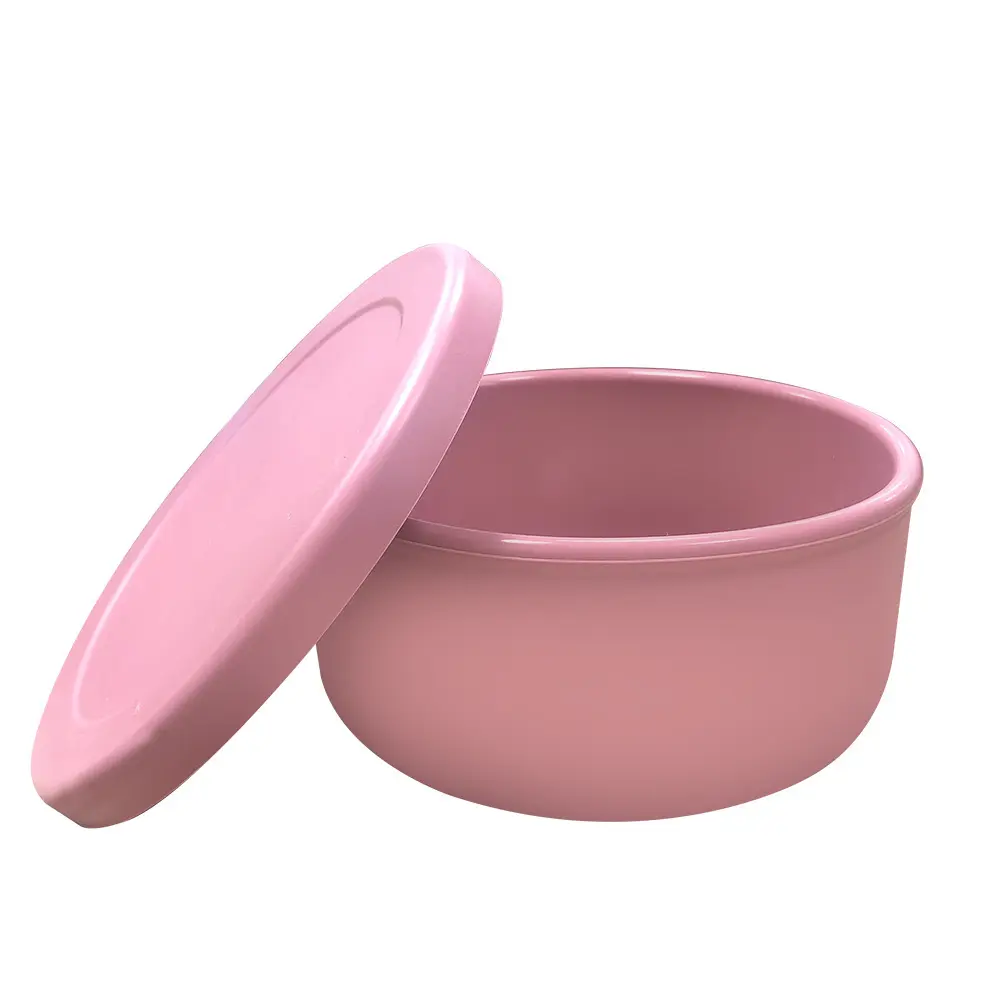 Hot Selling Silicone Round Lunch Boxes Food Storage Container Silicone Bowl Baby Food Suction Cup Bento Lunch Box With Lid