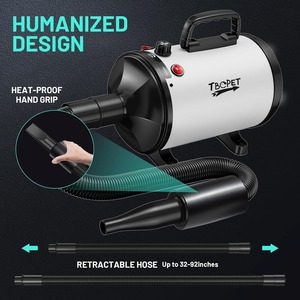 Sèche-cheveux pour toilettage de chiens - Souffleur portable pour chiens 5,2 CV à haute vitesse, chaleur réglable, pour la mue des chiens, comprend un peigne et des buses - Product Image 4