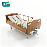 Lit d'hôpital manuel pliable en bois massif avec 3 fonctions de freinage, tête et pieds réglables, 2150*900*450-700mm, manivelles centrales en ABS pour chambre de patient