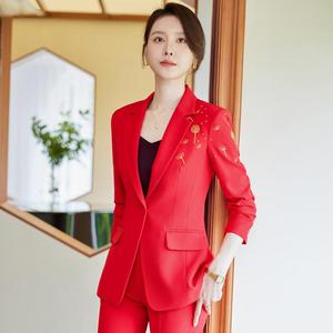 时尚大号纯色正装女式商务裤两件套 - Product Image 4