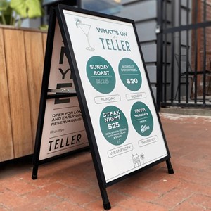 Double-Sided A-Frame Display Rack Metal Frame Two PVC Plastic <b>Posters</b> Waterproof Custom Logo for Sidewalk Sign Advertising - Product Image 1
