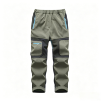 Indepth Kids Unisex Outdoor Fleece gevoerde verdikte broek met rits, omkeerbaar, milieuvriendelijk, winddicht, polyester/rayon, lang