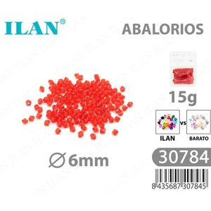 Ilan Abalorios Perline Biconiche Sfaccettate Trasparenti 6mm 15g Rosso Intenso - Product Image 1