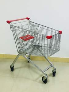 क्रोम प्लेटेड 100 एल यूरोपीय शैली सुपरमार्केट धातु ट्रॉली, 100 एल सुपरमार्केट शॉपिंग कार्ट ट्रॉली - Product Image 3