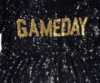 Robe Babydoll Gameday personnalisée pour femmes-Haut à paillettes or violet noir