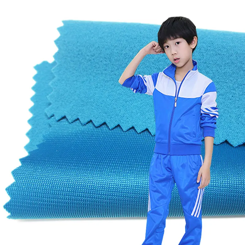 School uniform tracksuits clinquant velvet 100% polyester brushed one side super poly tricot knit fabric meter price in kenya