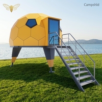 Capsule spatiale transparente d'extérieur, double couche panoramique en verre pour maison bulle, tente d'observation des étoiles en aluminium pour