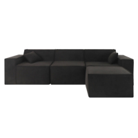 Canapé modulaire en tissu rembourré en forme de L pour villa moderne, avec dossier à coussins, compression sous vide, éponge haute densité à rebond rapide