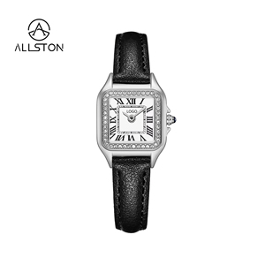 <span class=keywords><strong>Montre</strong></span> de luxe en acier inoxydable et cuir avec bracelet en alliage, cadran carré, résistante à l'eau 3BAR, mouvement à quartz, design tendance - Product Image 6