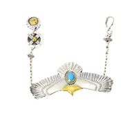 Ensemble de pendentifs aigle tendance et élégant avec turquoise, personnalisé, tendance rétro, pendentif indien, style hip-hop