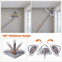 Magic Head Home 360 Grad Drehbarer Hochhöhen-Reinigungsstab Dreieckiger Fensterreiniger Langer Trocken-Nass-Dreieckmopp
