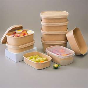 Tazón de Papel Desechable con Tapa, Platos de Papel Kraft para Llevar, Tazón de Papel Redondo al por Mayor para Comida Rápida - Product Image 3