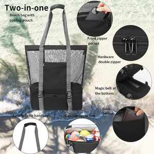 2025 nhà máy bán buôn chuyên nghiệp biểu tượng tùy chỉnh chất lượng cao thêm bãi biển lớn túi lưới <span class=keywords><strong>Tote</strong></span> Túi - Product Image 6