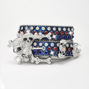 Western Cowboy Punk Belt Hot Girl Moda para hombres Mujeres Skull Ghost Rhinestone PU Material Bling <span class=keywords><strong>Baby</strong></span> Simons Cinturones - Product Image 2