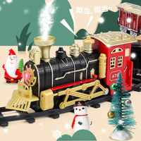 Enfants plus beaux enfants cadeau de noël fente électrique train de fumée jouets ensemble avec lumière sonore