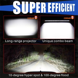 ไฟ LED บาร์แบบแถวสี่ ขนาด 10 นิ้ว กันน้ำระดับ IP67 12 โวลต์ ให้แสงแบบสปอตและฟลัด สำหรับยานพาหนะ - Product Image 5