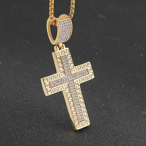 Colgante de cruz con circonita cúbica sólida para hombre y mujer, con incrustaciones de circonita, hecho a mano, elegante, a la moda, con bisel redondo y piedra engastada, para él - Product Image 5