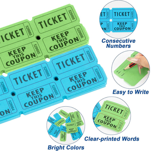200 billets de tombola (100 paires) par paquet, colorés, numérotés consécutivement, double face, pour événements, fêtes et tirages au sort - Product Image 3