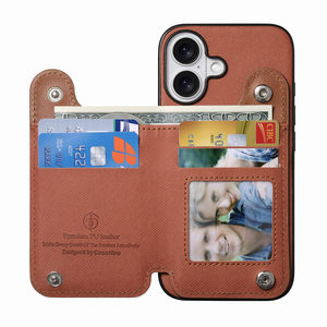 Funda de teléfono de cuero con ranura para tarjeta para IPhone17 16 15 14 <span class=keywords><strong>13</strong></span> 12 <span class=keywords><strong>Precio</strong></span> de fábrica Ring Pu Phone CASE para <span class=keywords><strong>iPhone</strong></span> 16 Pro - Product Image 6