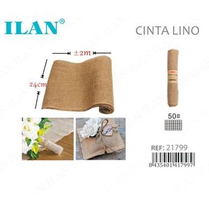 Nastro di lino Ilan 24 cm x 2 m colore naturale per artigianato e decorazioni - Product Image 1
