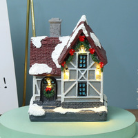 Ensemble de 4 maisons de village de Noël éclairées par LED, en résine, miniatures, scènes d'hiver, décorations de table pour Noël
