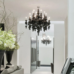 Индивидуальный современный интерьер большой отель, спальня, вилла, гостиная, подвесное украшение, люстра, пузырьковое стекло, Мурано, черный светодиод 50 - Product Image 3