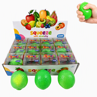 Boîte de présentation TPR 12 pièces – Jouets Squishy Fruits en gros – Balles anti-stress à presser pour la vente au détail