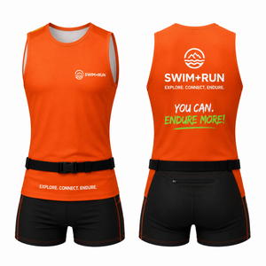 Débardeur d'entraînement sans manches à séchage rapide personnalisé pour la natation et la course, orange, sportif, avec poches, pour événements de course en eau libre et trail - Product Image 4