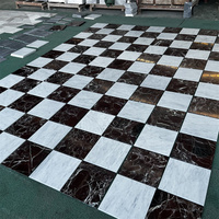 Carrelage en marbre blanc Carrara Rosso Levanto style rétro, carreaux en marbre à damier 305*305mm, épaisseur 10mm, pour sol et mur