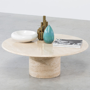 Tamaño personalizado de lujo moderno de lujo de mármol natural Mesa columna <span class=keywords><strong>Centro</strong></span> de base redonda <span class=keywords><strong>cafe</strong></span> mesas romano beige travertino mesa de café - Product Image 6