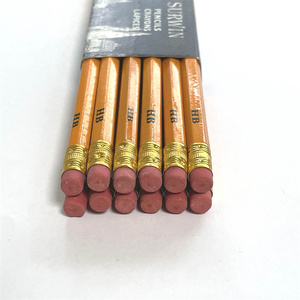 Crayon HB hexagonal jaune en bois de 7 pouces avec gomme – Lot économique essentiel pour l'écriture (filmé) - Product Image 6