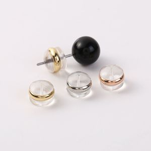 Bouchons d'oreille en silicone transparents, forme balle, or, or rose, argent, accessoires de bijoux, inserts antidérapants, pièces de boucles d'oreilles DIY - Product Image 2