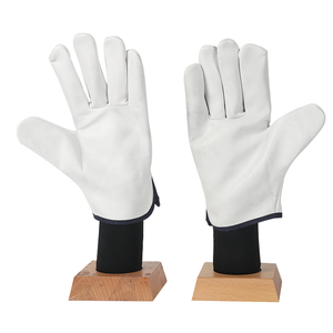 Guante de trabajo para conductor banda elástica logotipo personalizado abierto lado cálido invierno alta calidad piel de oveja blanca - Product Image 4