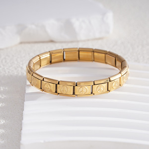 Stainless Steel Modular Bracelet Gold Silver Peace Symbol Unisex Fashion Bangle Gift Jewelry 24WB028 - Product Image 2