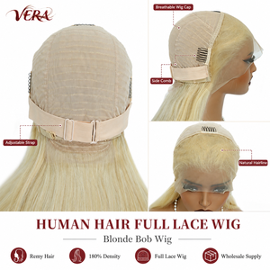 Pelucas de Lujo Premium para Mujer, Cabello Humano Remy 12A, Encaje 13*4, 200% de Densidad, Parte Libre, Rubio 613, Estilo Bob Liso, Venta al por Mayor - Product Image 5