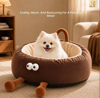 Nid pour chat en peluche, lit pour animaux de compagnie chaud pour l'hiver, coussin de couchage portable pour intérieur, pour petits chiens et chats
