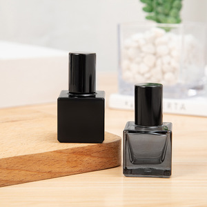 Botellas vacías de esmalte de uñas de Gel UV de vidrio de 6ml y 15ml de color negro mate con tapas de plástico, sellado de cuello engarzado, Cuadrado redondo de 15ml con cepillo - Product Image 5