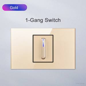 Interrupteur mural à touches de piano en verre, type 118, prise LED EU, 1Gang2Way, bidirectionnel, 110-250V - Product Image 3