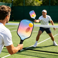 Ventes en gros de raquettes de pickleball de haute qualité en fibre de carbone de 16 mm, noyau en nid d'abeille, entraînement pour adultes, motif personnalisé, couleur de cadre personnalisée