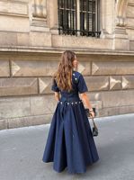 Ensemble robe en jean décontractée vintage pour femme, style streetwear, avec boutons métalliques uniques et laçage à la taille