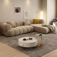 Ensemble de canapé trois places incurvé en tissu velours moderne avec fonction inclinable, haute qualité pour appartements, hôtels et salons