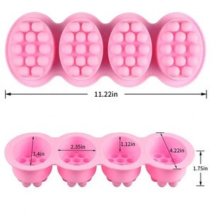 Moule en silicone personnalisé pour la fabrication de savons ovales créatifs à bulles massantes, 4 cavités, vente en gros, DIY - Product Image 2