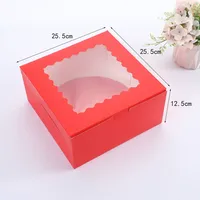 Boîte à gâteau de pâtisserie de haute qualité, boîte à gâteau à couvercle rabattable de qualité alimentaire, carton blanc ivoire, laminage mat, boîte à gâteau carrée avec fenêtre