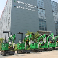 Mini-pelleuse chenillée diesel Kubota Yanmar de Chine, la plus petite, avec tarière de forage pour bois, 1 tonne, avec cabine