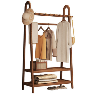 Solid Wood Clothes <b>Rack</b> Floor <b>Standing</b> Ash Wood Modern Chinese Style <b>Coat</b> <b>Rack</b> With Shelves Multipurpose Household Use - Product Image 5