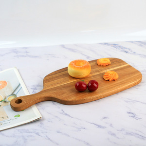 Tabla de cortar de madera de acacia de 30x18x1.5cm, madera maciza con asa para servir frutas y exhibir pan, fácil de limpiar. - Product Image 1