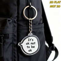 Porte-clés en acrylique transparent double face avec bulle de discours 'Il est normal d'être malade' pour la sensibilisation à la santé mentale, idéal pour clés, sacs et sacs à dos