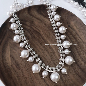 Catena di perle di strass per decorazione/vetro ceco <span class=keywords><strong>perla</strong></span> bianca su catena di coppa placcata in argento - Product Image 5