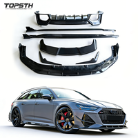Kit de Carrocería para Audi RS6 C8 RS7, Fibra de Carbono, Estilo P, Alerón Delantero, Faldones Laterales, Difusor Trasero, Accesorios para Automóviles