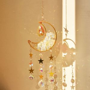 Colgante de Luna de Cristal Natural Triturado al por Mayor, Atrapasueños y Campanilla de Viento Envueltos a Mano, Decoración DIY de Luz y Sombra, Pedidos al por Mayor - Product Image 4